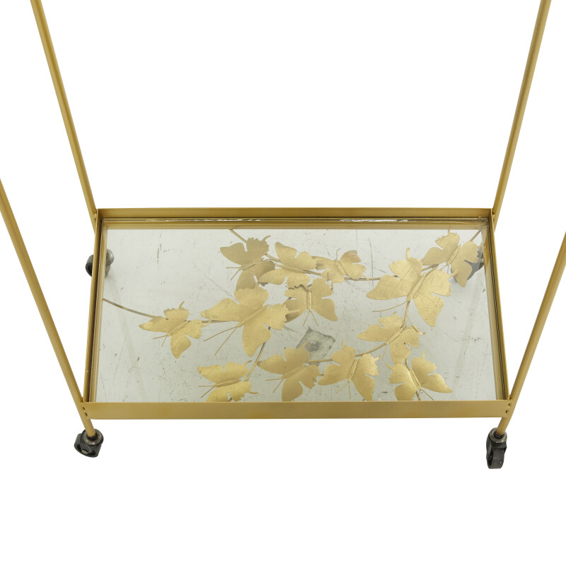 UMA 600127 Gold Metal Contemporary Bar Cart 5