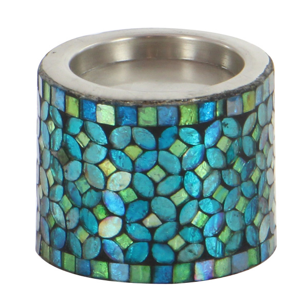 Uma 600513 Set Of 3 Turquoise Metal Glam Candle Holder 2