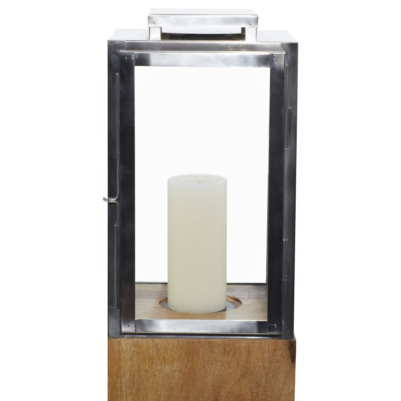 UMA 600528 Brown Wood Contemporary Candle Holder Lantern 3