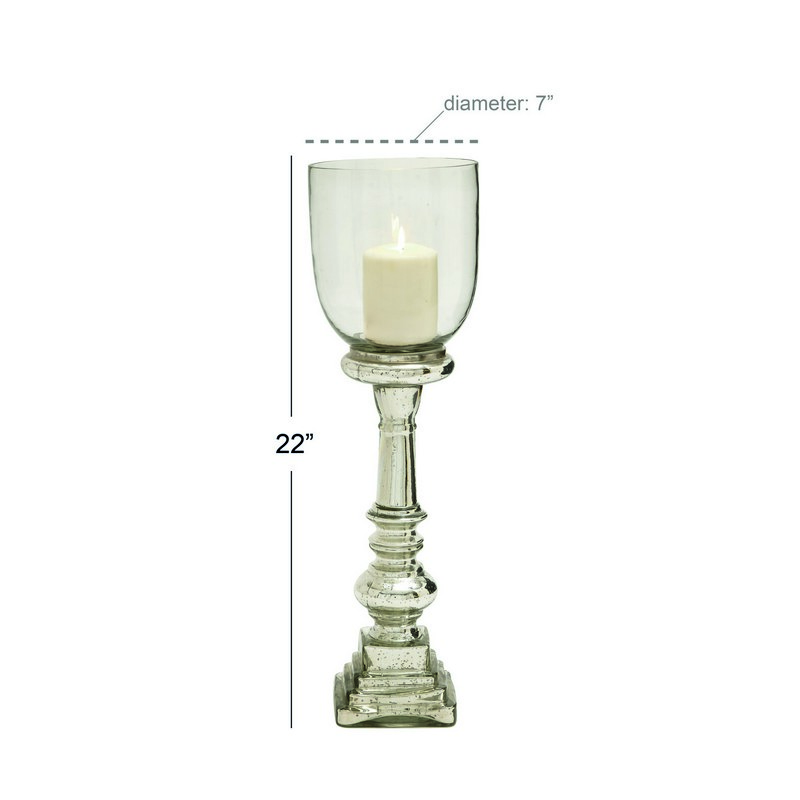 UMA 600558 Silver Glass Traditional Candle Holder 2