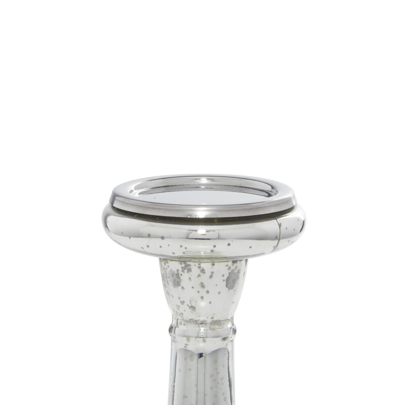 UMA 600568 Set of 3 Silver Glass Traditional Candle Holder 3