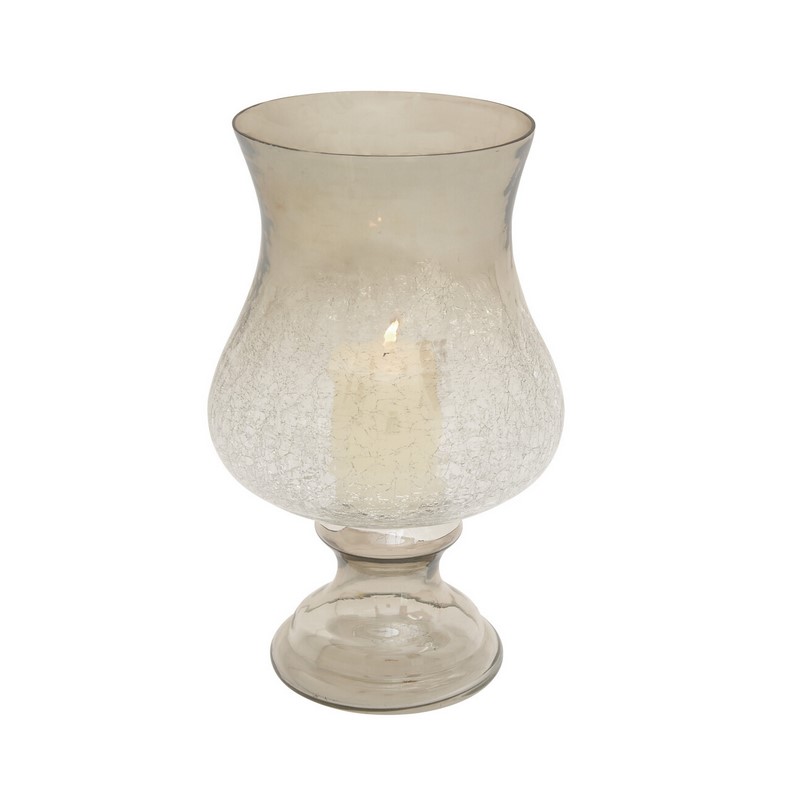 Clear Glass Traditional Candle Holder, 16" x 9" x 9"