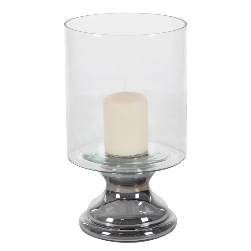 Clear Glass Traditional Candle Holder, 14" x 8" x 8"