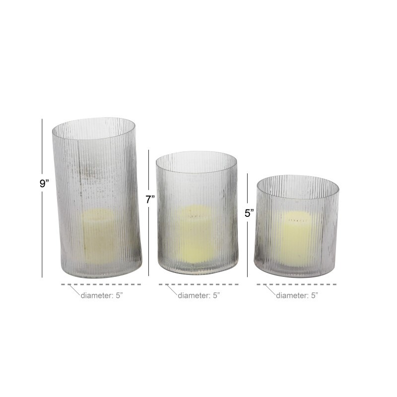 UMA 600581 Set of 3 Clear Glass Traditional Candle Holder 2