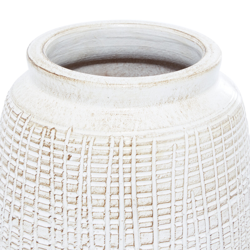 UMA 600605 White Terracotta Coastal Style Vase 5