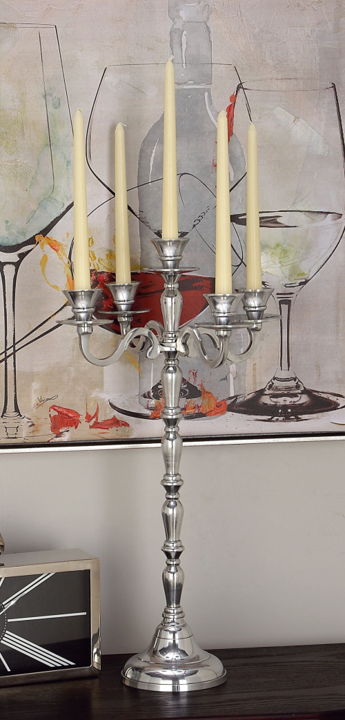 UMA 600718 Silver Metal Traditional Candlestick Holders 1