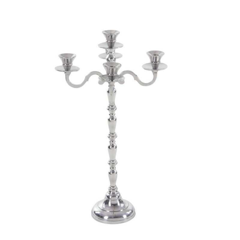 UMA 600718 Silver Metal Traditional Candlestick Holders 6