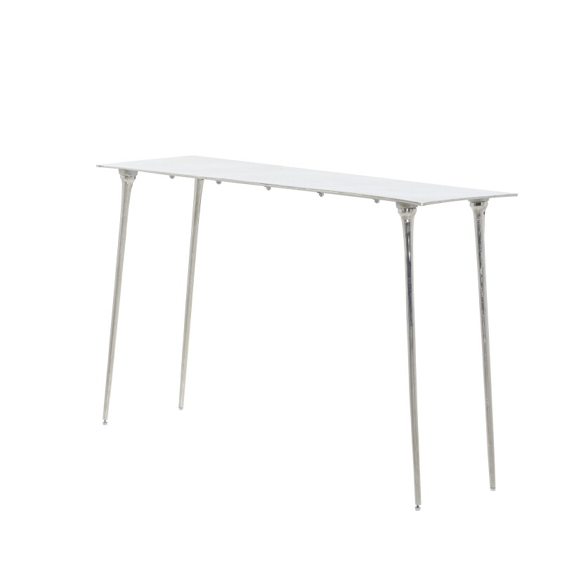 600741 Silver Aluminum Glam Console Table, 50" x 15" x 31"
