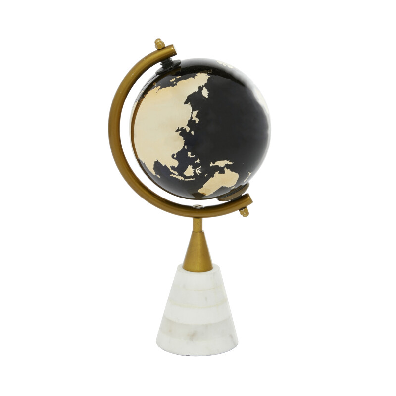 600814 Gold Ceramic Modern Globe, 11" x 5" x 5"