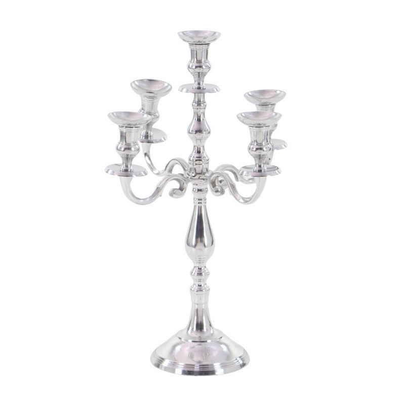Silver Aluminum Traditional Candlestick Holders, 24" x 16" x 16"