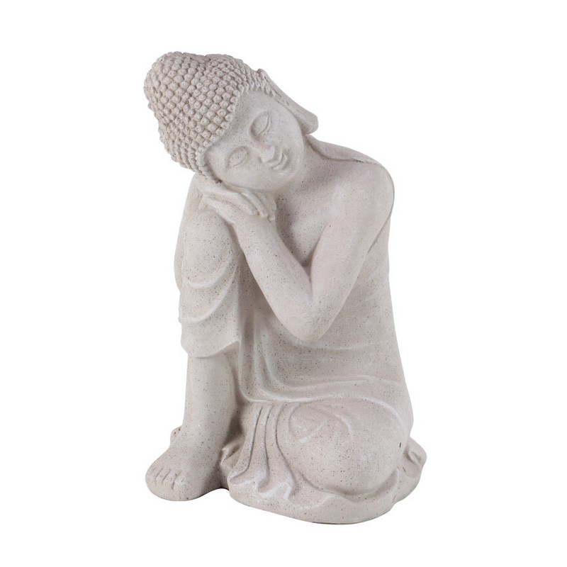 Grey Magnesium O" x ide Buddha Garden Sculpture, 20" x 13" x 13"