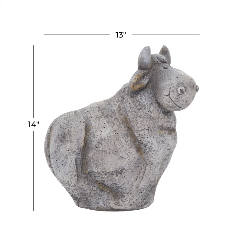 UMA 601339 Grey Polystone Country Cow Garden Sculpture 2