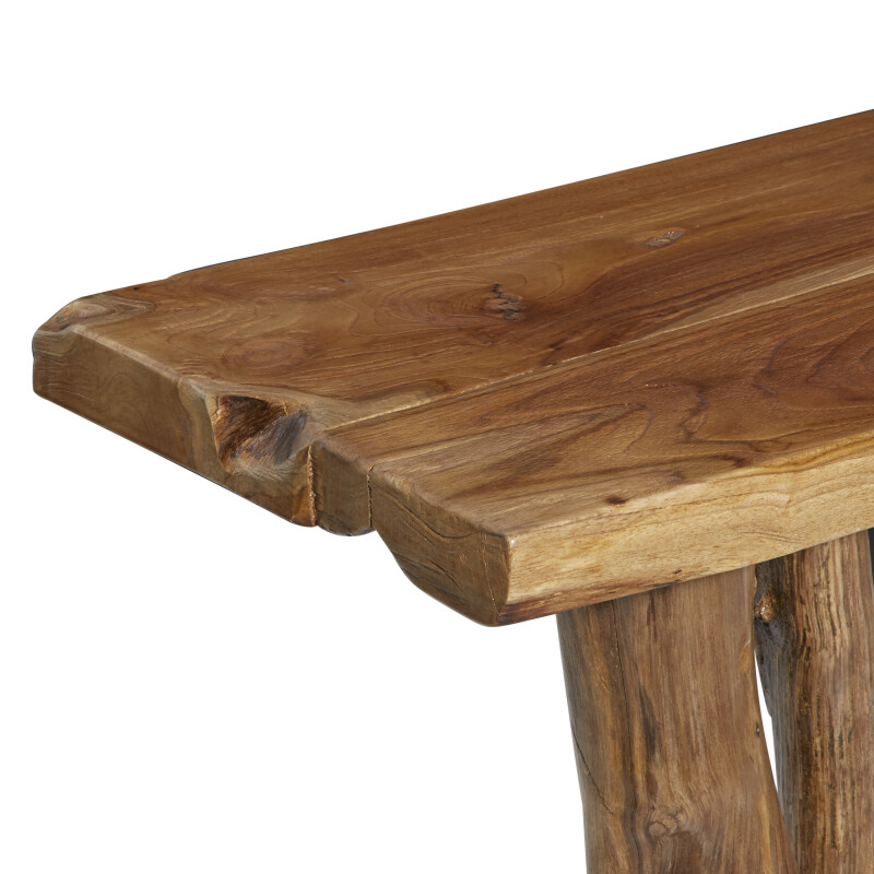 UMA 601485 Brown Teak Wood Contemporary Console Table 6