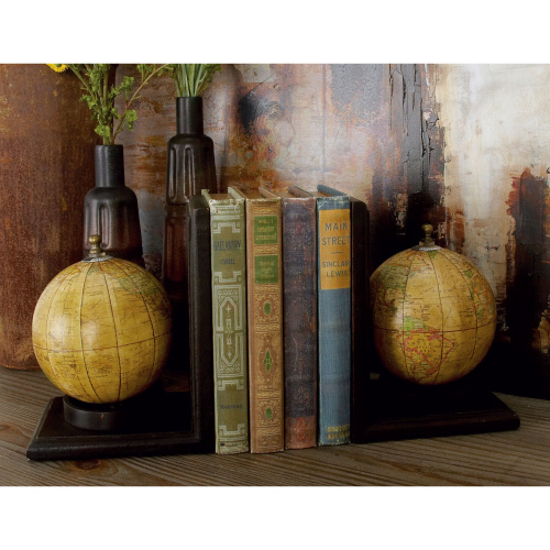 UMA 601508 Brown Rustic Brown Wood And Resin L Shaped Bookend Set Of 2 1