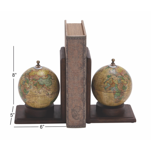 UMA 601508 Brown Rustic Brown Wood And Resin L Shaped Bookend Set Of 2 2