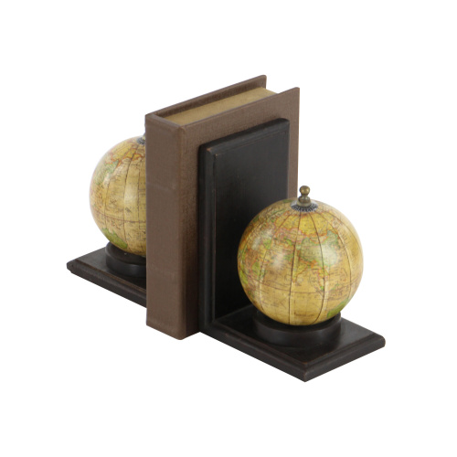UMA 601508 Brown Rustic Brown Wood And Resin L Shaped Bookend Set Of 2 5