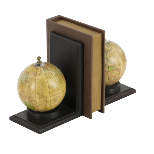 UMA 601508 Brown Rustic Brown Wood And Resin L Shaped Bookend Set Of 2 7