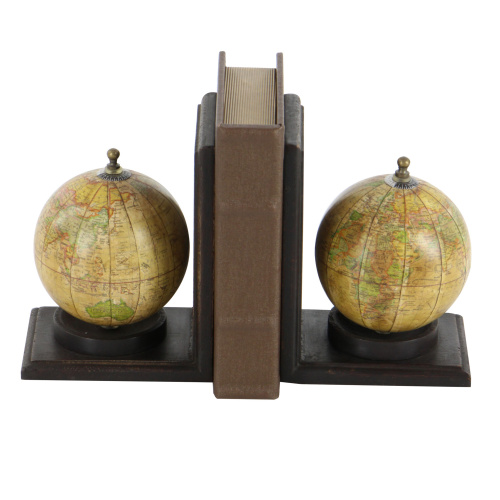 UMA 601508 Brown Rustic Brown Wood And Resin L Shaped Bookend Set Of 2 8