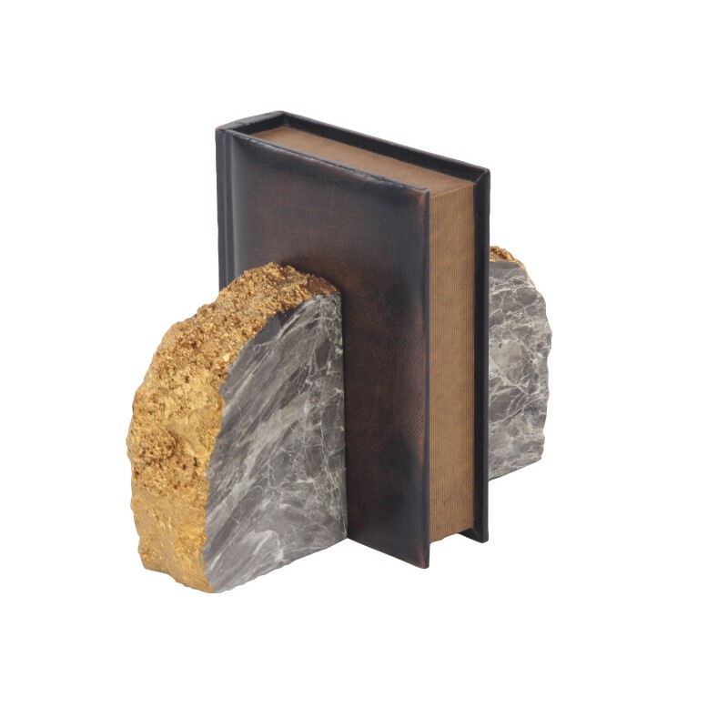 UMA 601529 CosmoLiving by Cosmopolitan Set of 2 Grey Polystone Glam Stone Bookends 7