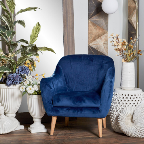 601565 Blue Polyester and Wood Modern Accent Chair, 32" x 30" x 28"
