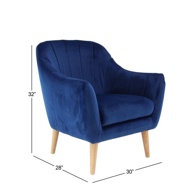 UMA 601565 Blue Polyester and Wood Modern Accent Chair 3
