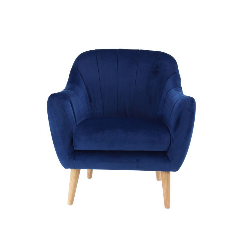 UMA 601565 Blue Polyester and Wood Modern Accent Chair 6