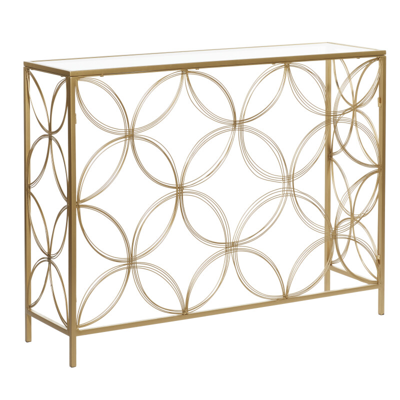 601684 Gold Metal Contemporary Console Table 32" x 42" x 12"