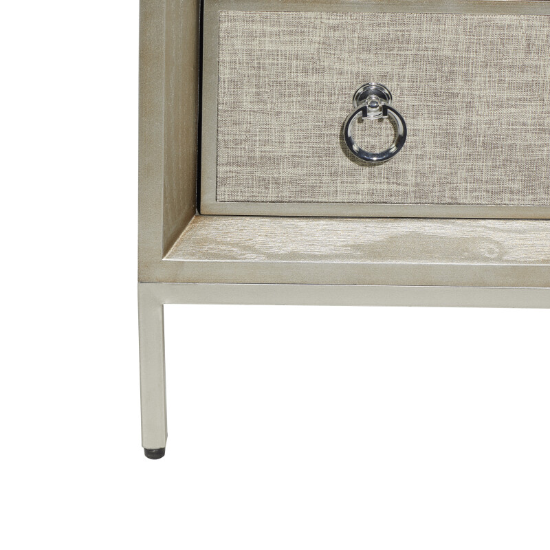 UMA 601696 Beige Linen and Wood Glam Chest 10
