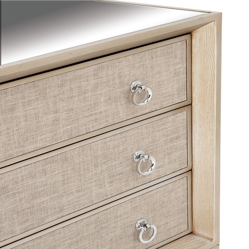 UMA 601696 Beige Linen and Wood Glam Chest 11