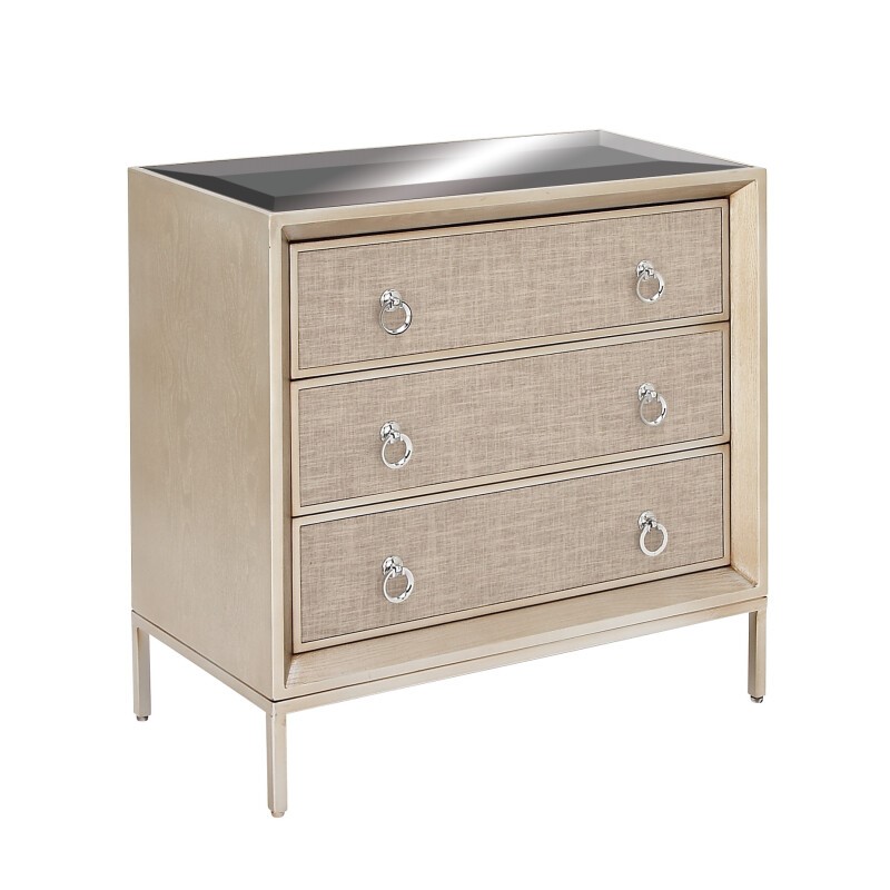 UMA 601696 Beige Linen and Wood Glam Chest 13
