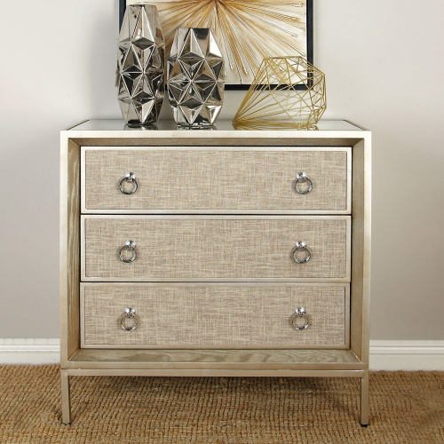 UMA 601696 Beige Linen and Wood Glam Chest 6