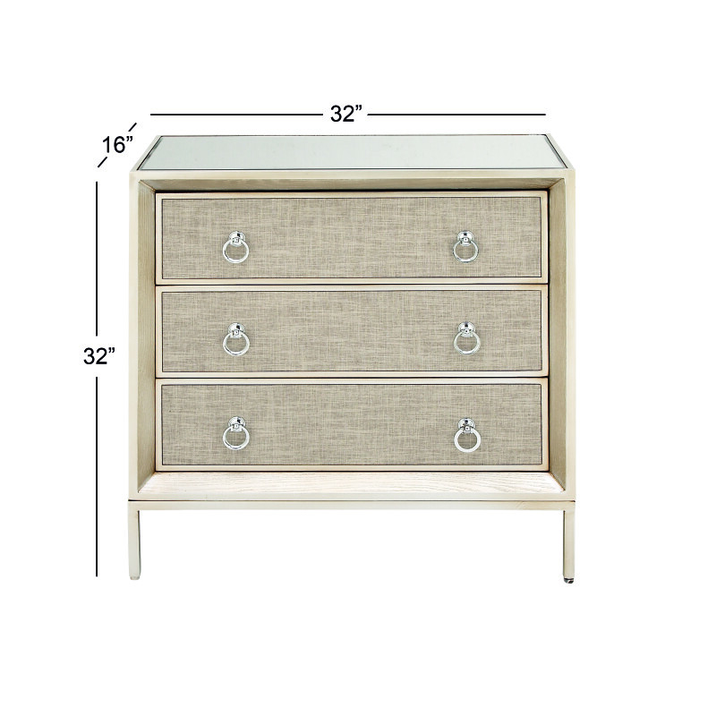 UMA 601696 Beige Linen and Wood Glam Chest 8