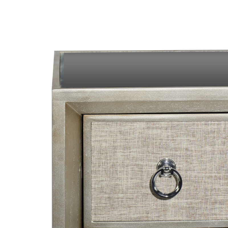 UMA 601696 Beige Linen and Wood Glam Chest 9