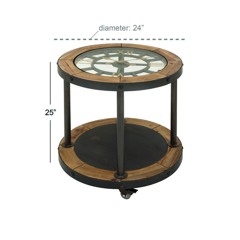 UMA 602139 Brown Industrial Metal Accent Table 2