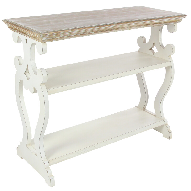 602155 White Farmhouse Wood Console Table, 32" x 38"