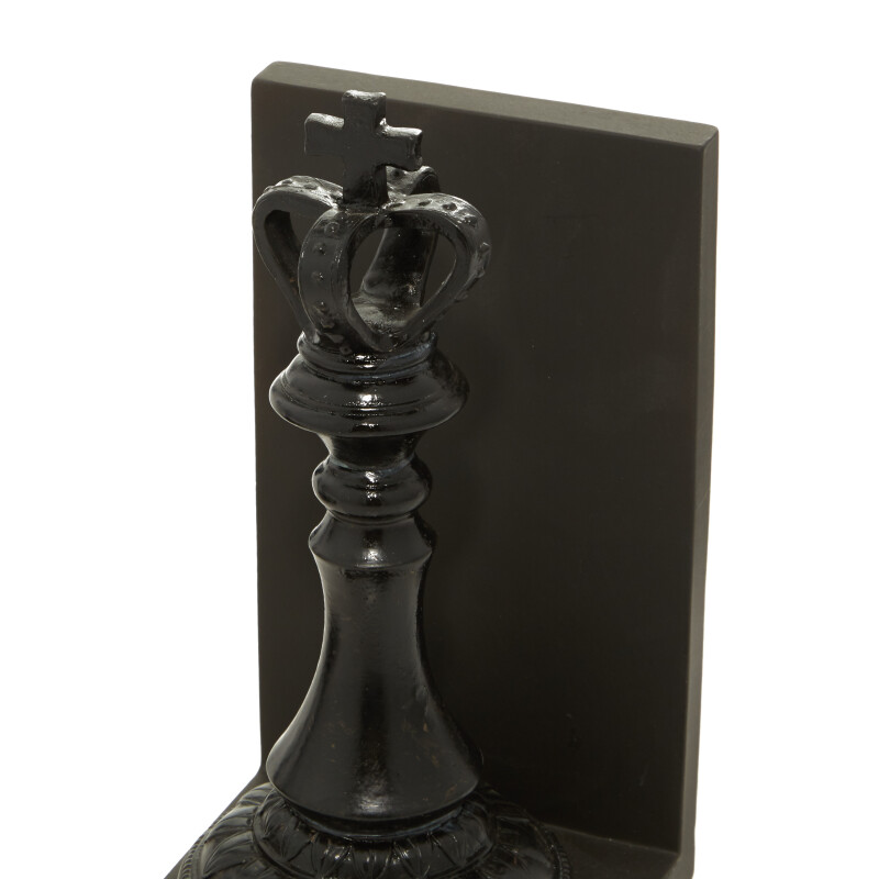 UMA 602225 Set of 2 Black Resin Traditional Chess Bookends 5