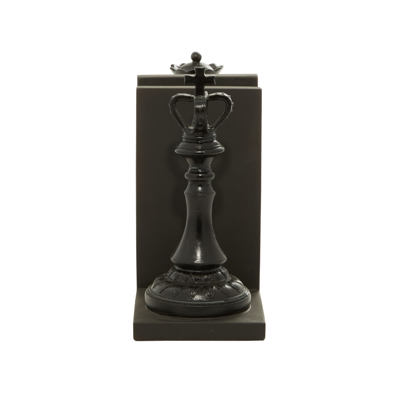 UMA 602225 Set of 2 Black Resin Traditional Chess Bookends 8