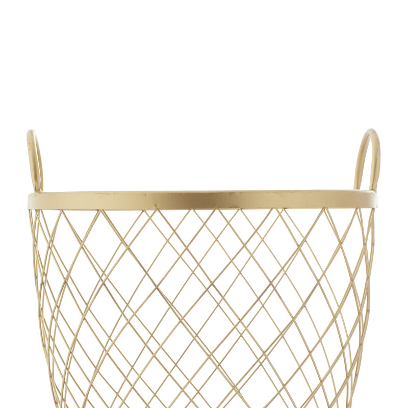 UMA 602337 Modern Gold Metallic Rolling Basket Set of 2 3