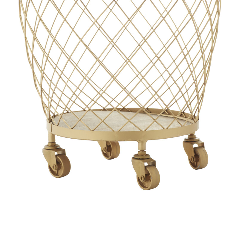 UMA 602337 Modern Gold Metallic Rolling Basket Set of 2 4