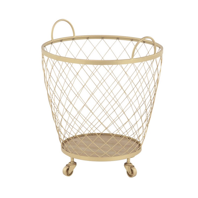 UMA 602337 Modern Gold Metallic Rolling Basket Set of 2 5