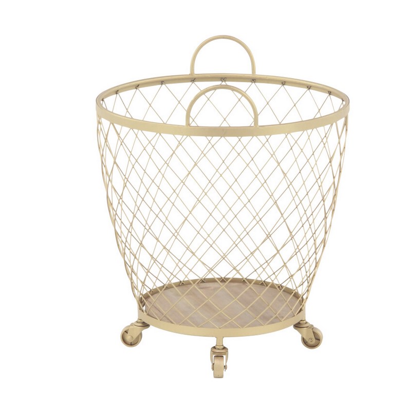 UMA 602337 Modern Gold Metallic Rolling Basket Set of 2 6