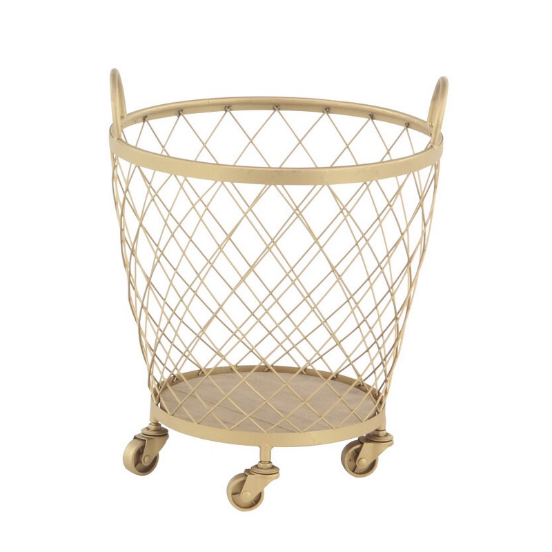 UMA 602337 Modern Gold Metallic Rolling Basket Set of 2 7