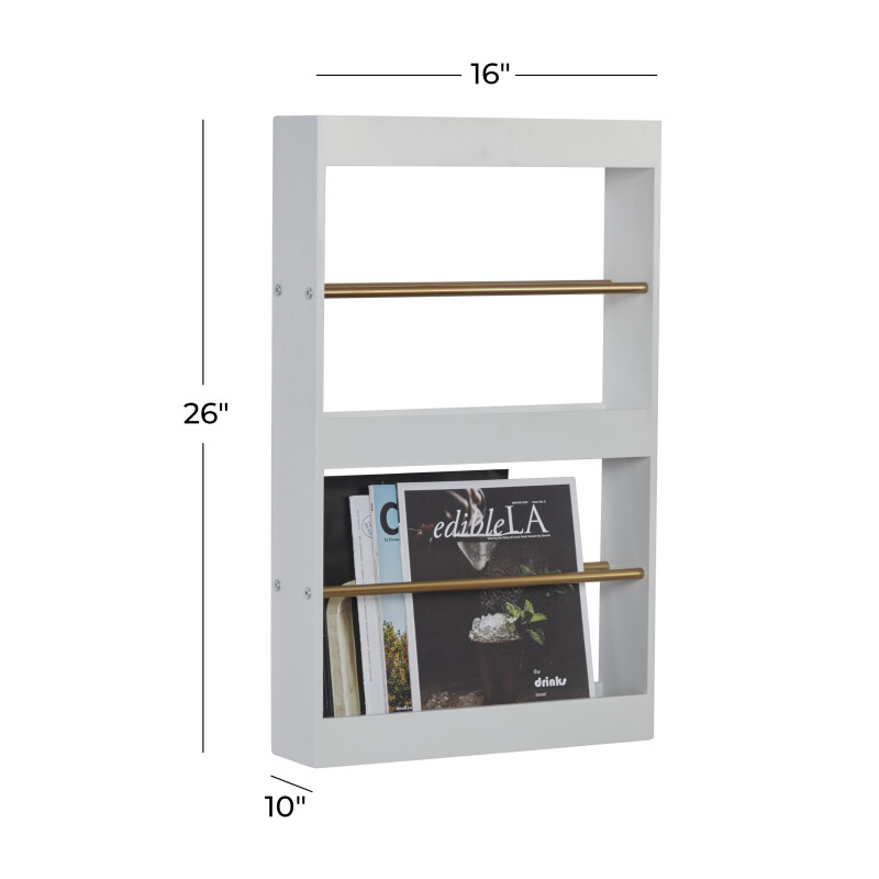 UMA 602374 White Wood Glam Wall Shelves 2