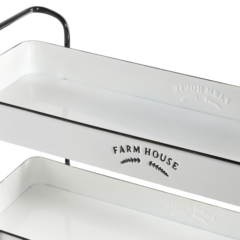 UMA 602412 White Farmhouse Metal Storage Cart 3