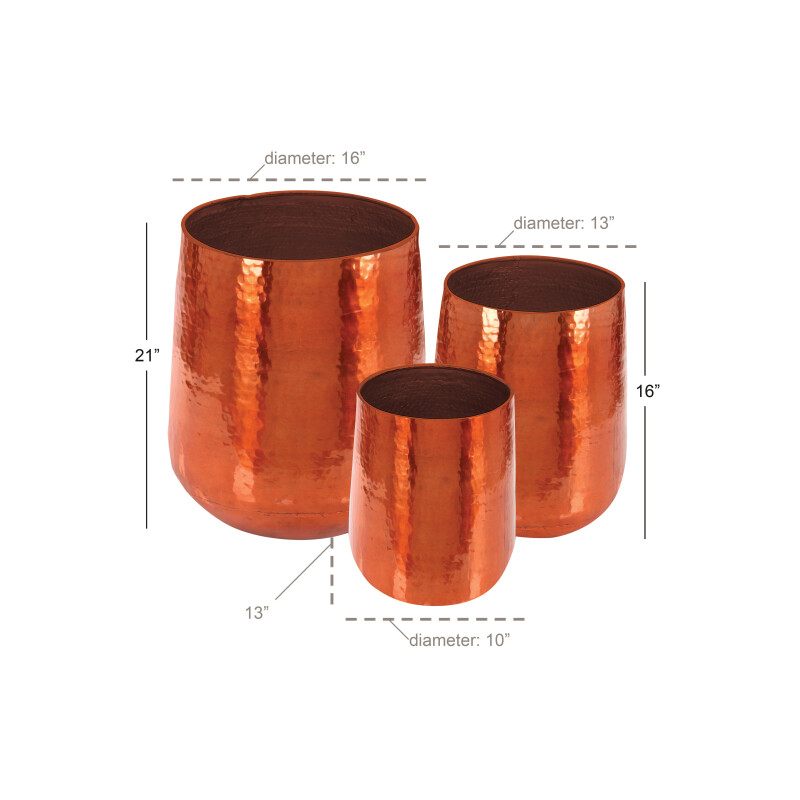 UMA 602650 Set of 2 Copper Aluminum Glam Planter 2