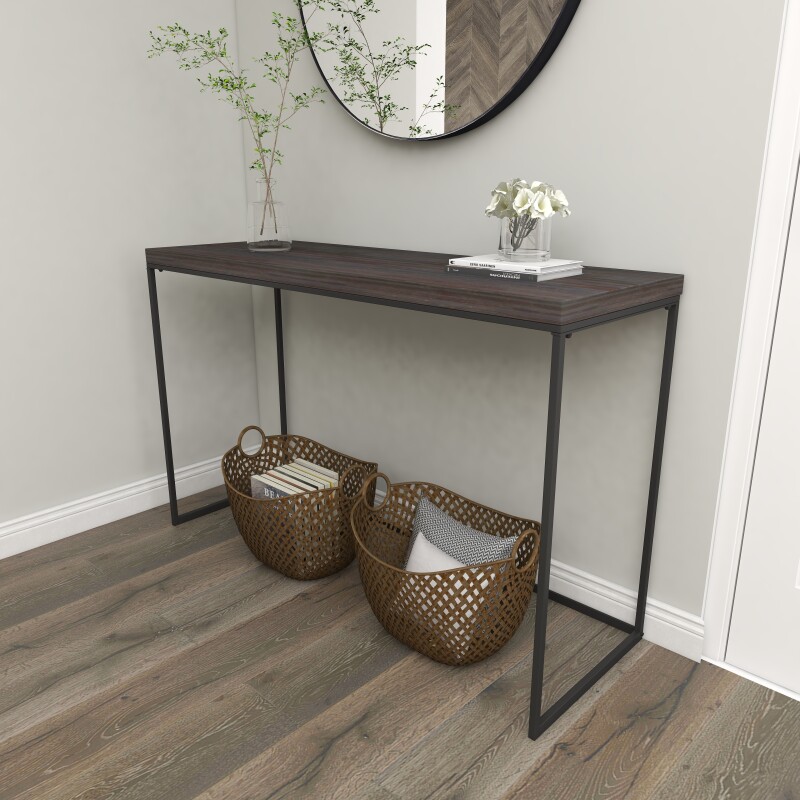 602712 Black Contemporary Metal Console Table, 33" x 52"