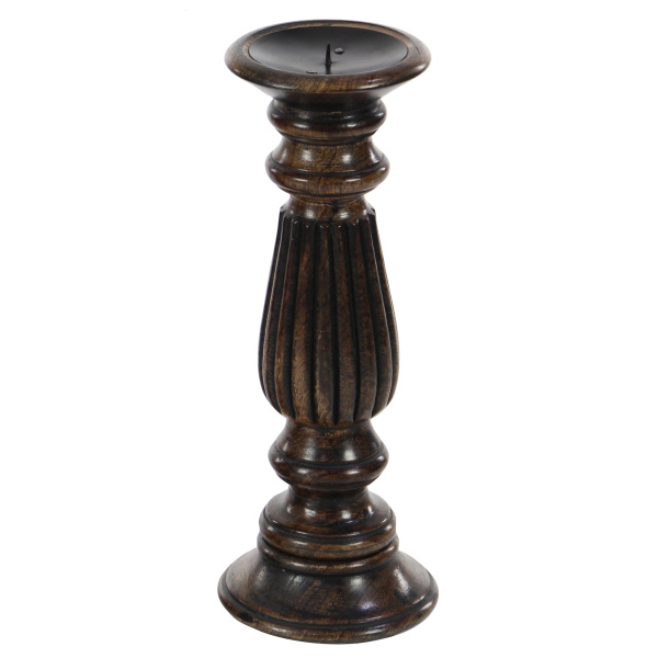 UMA 602760 Set of 3 Brown Wood Traditional Candle Holder 6