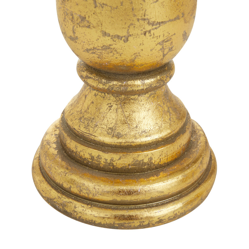 UMA 603046 Set of 3 Gold Wood Traditional Candle Holders 4