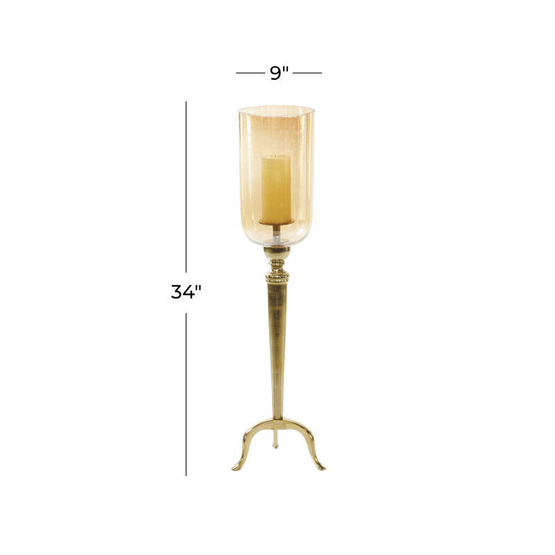 UMA 603288 Gold Aluminum Traditional Hurricane Lamp 2