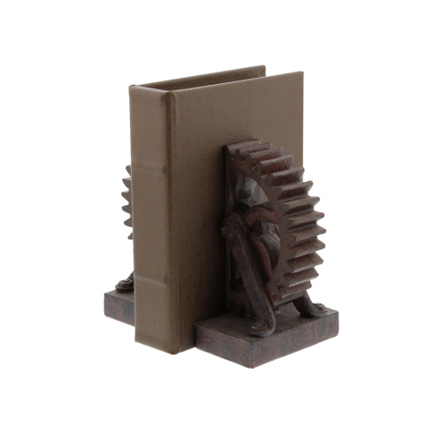 UMA 603324 Set of 2 Brown Polystone Industrial Gear Bookends 4